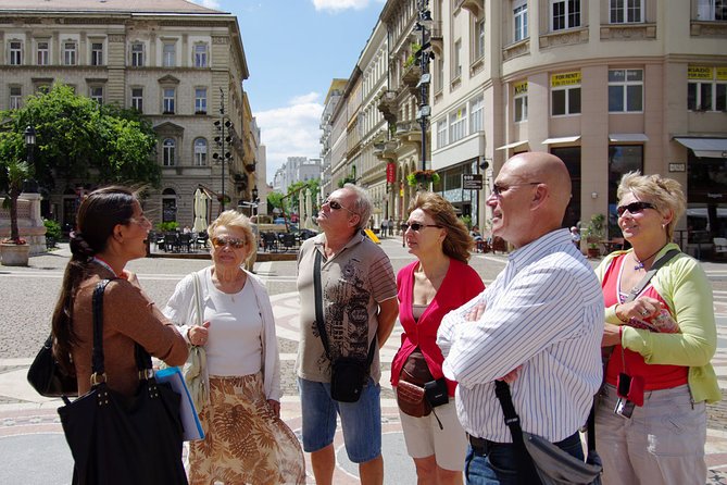 Classic Walk in Budapest Historical Center - Pesti Vigadó and the café-lined end of Váci Street
