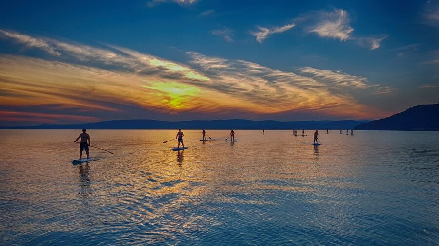 Lake Balaton: Sunset SUP Tour along the Tihany National Park - Paddling the first stretch near Tihany